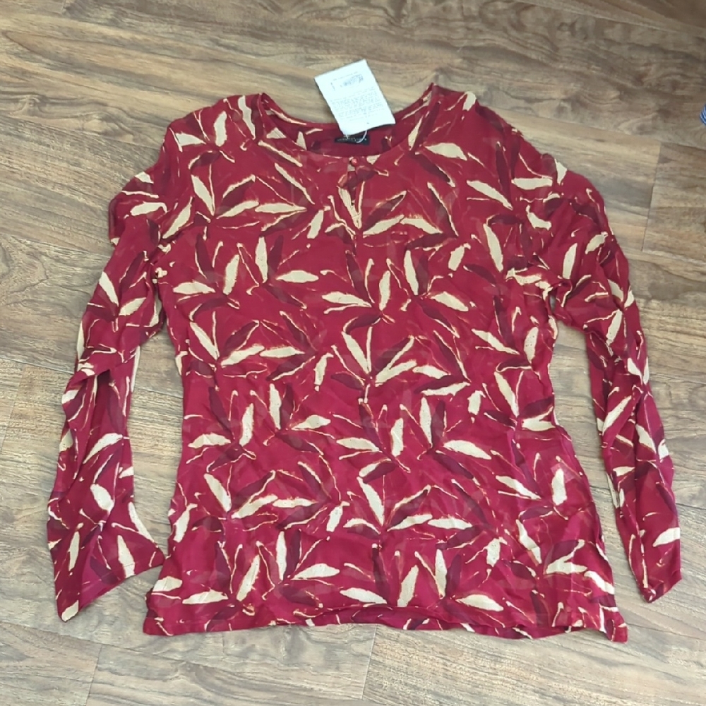 Women's Red Leaf Print Top
